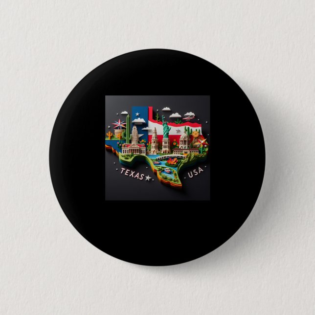 The Texas State In Usa Sticker  2 Inch Round Button (Front)