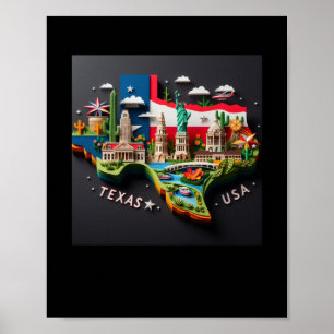 The Texas State In Usa Sticker  Poster