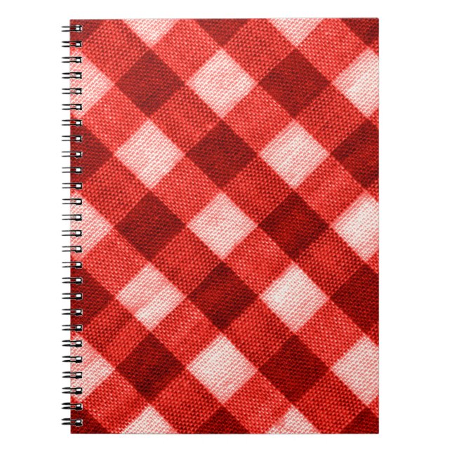 The texture of the bright red of binding gingham f notebook (Front)
