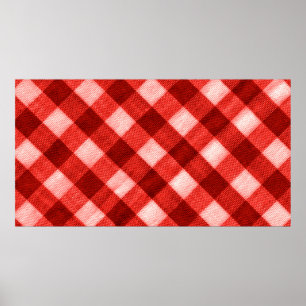 The texture of the bright red of binding gingham f poster