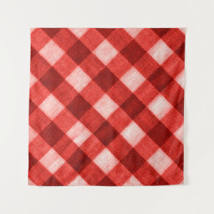 The texture of the bright red of binding gingham f tapestry