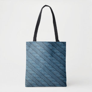 the texture of the knitted fabric, light blue colo tote bag