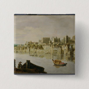 The Thames at Westminster Stairs, c.1630 (oil on p 2 Inch Square Button