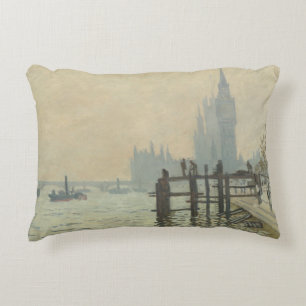 The Thames Below Westminster by Claude Monet Accent Pillow