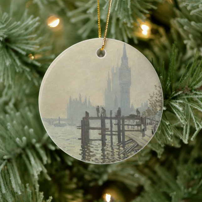 The Thames Below Westminster by Claude Monet Ceramic Ornament (Tree)