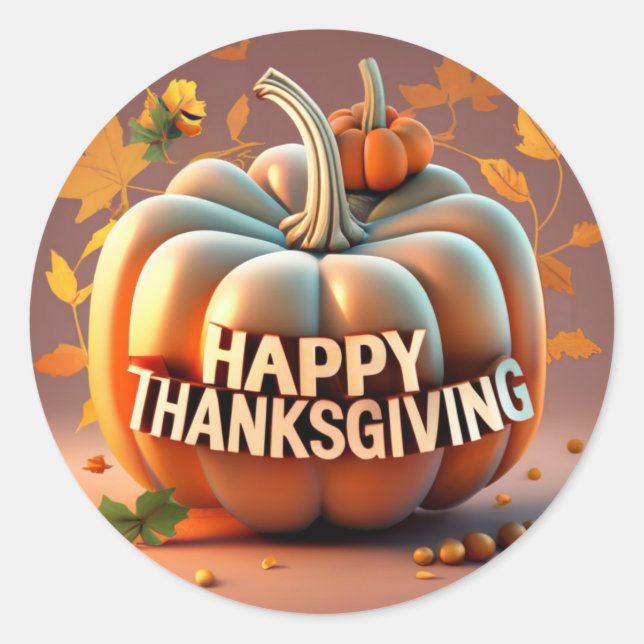 The Thanksgiving Pumpkin Classic Round Sticker (Front)