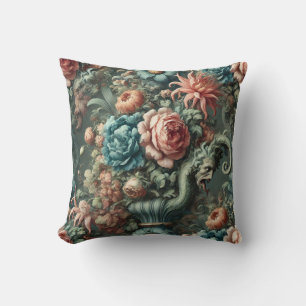 The Theatrics of Thirst – Gothic Floral Design Throw Pillow