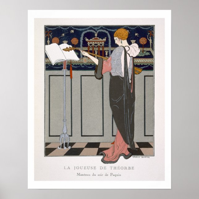 The Theorbo Player, design for an evening coat by Poster (Front)