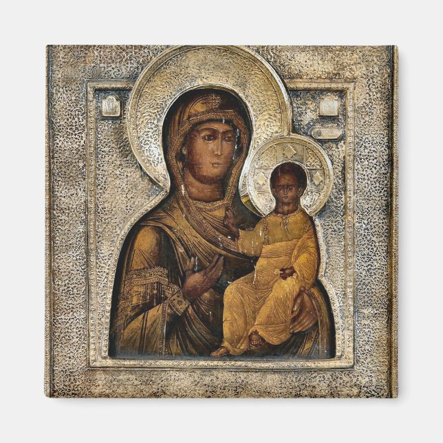 The Theotokos and Christ Child Orthodox Icon Magnet (Front)
