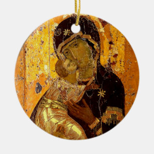The Theotokos of Vladimir Orthodox Christian Icon  Ceramic Ornament