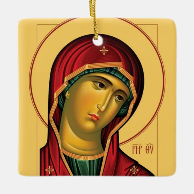 The Theotokos (Virgin Mary) Orthodox Icon Ceramic Ornament (Front)