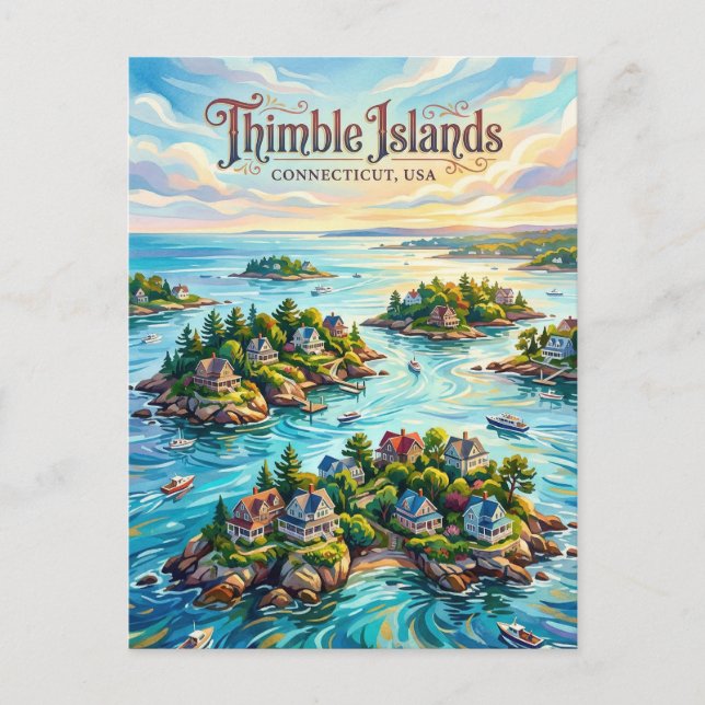 The Thimble Islands Connecticut Postcard (Front)