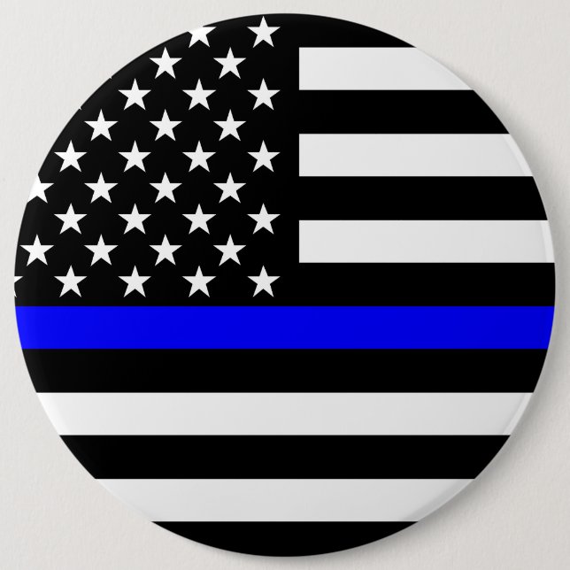 The Thin Blue Line American Flag Decor 6 Inch Round Button (Front)
