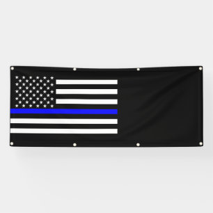 The Thin Blue Line American Flag Decor Display Banner
