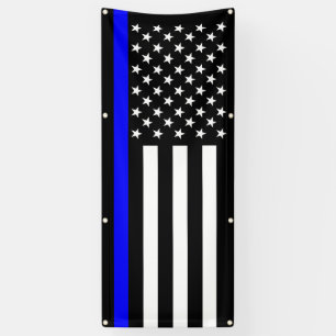 The Thin Blue Line American Flag Decor Display Banner