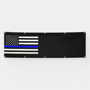 The Thin Blue Line American Flag Decor Display Banner