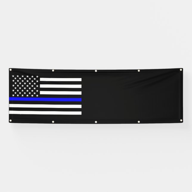 The Thin Blue Line American Flag Decor Display Banner (Horizontal)