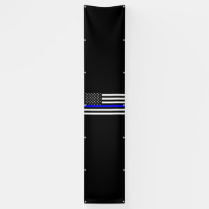 The Thin Blue Line American Flag Decor Display Banner