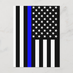 The Thin Blue Line American Flag Decor Postcard