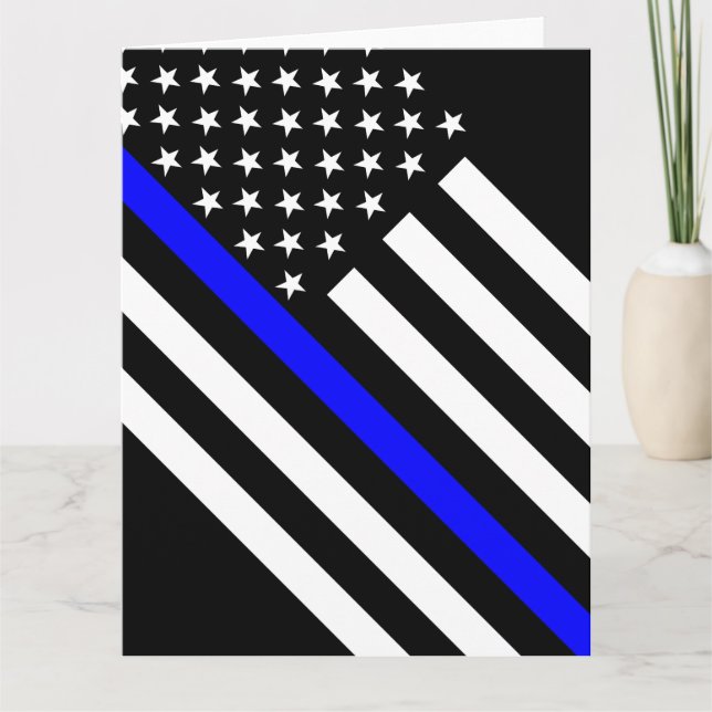 The Thin Blue Line Black and White US flag Card (Front)