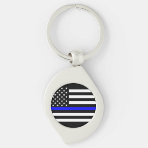 The Thin Blue Line Graphic Decor Display Keychain
