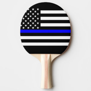 The Thin Blue Line Graphic Decor Display Ping Pong Paddle
