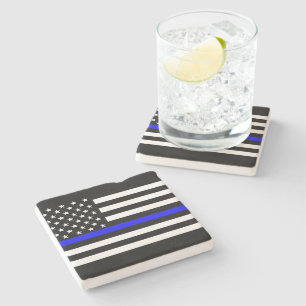 The Thin Blue Line Graphic Decor Display Stone Coaster
