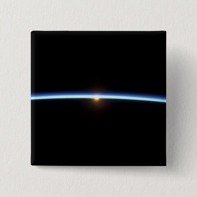 The thin line of Earth's atmosphere 2 2 Inch Square Button (Front)