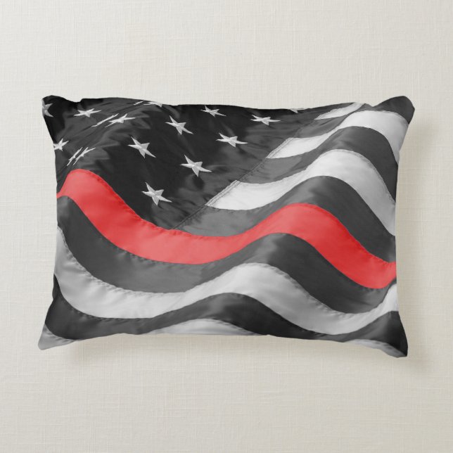 The Thin  Red Line Accent Pillow (Back)