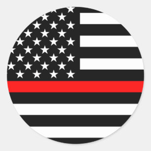 The Thin Red Line American Flag Decor Classic Round Sticker