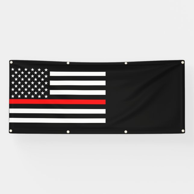 The Thin Red Line American Flag Decor Display on a Banner (Horizontal)