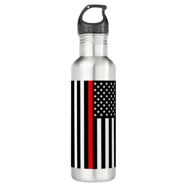 The Thin Red Line American Flag on a 710 Ml Water Bottle (Front)