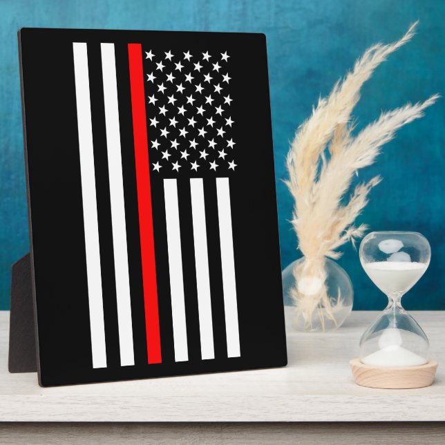 The Thin Red Line American Flag on a Plaque (Side)