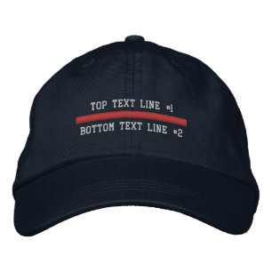 The Thin Red Line Personalize it 2 lines of text Embroidered Hat