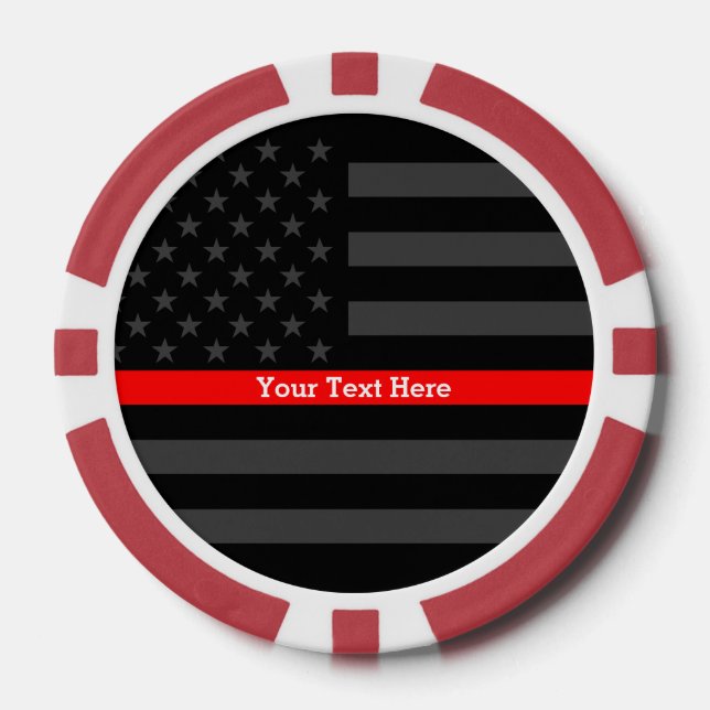 The Thin Red Line Personalized Black US Flag Poker Chips (Front)