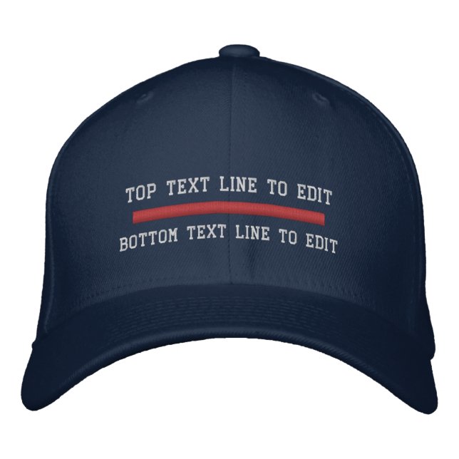 The Thin Red Line with 3 embroidery locations Embroidered Hat (Front)
