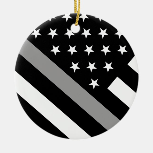 The Thin Silver Line Flag Ceramic Ornament (Front)