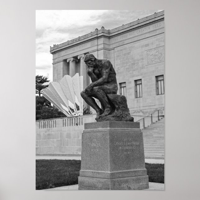 The Thinker and The Shuttlecock, Kansas City B/W Poster (Front)