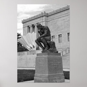 The Thinker and The Shuttlecock, Kansas City B/W Poster