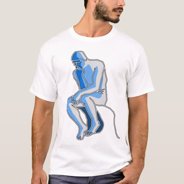 The thinker man statue line art, Inspired by Rodin T-Shirt (Front)