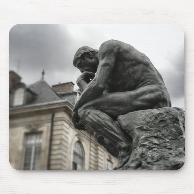 The Thinker Rodin Paris Sculpture Mouse Pad (Front)