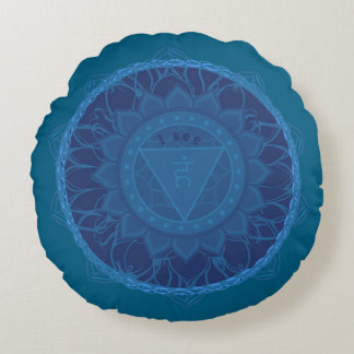 The Third Eye Chakra Mandala Ajna Blue Round Pillow