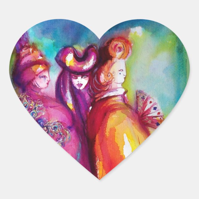 THE THIRD MASK/ Venetian Masquerade Heart Heart Sticker (Front)