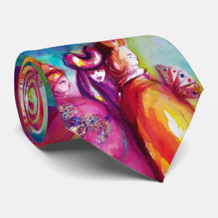 THE THIRD MASK  Venetian Masquerade Watercolor Nec Tie