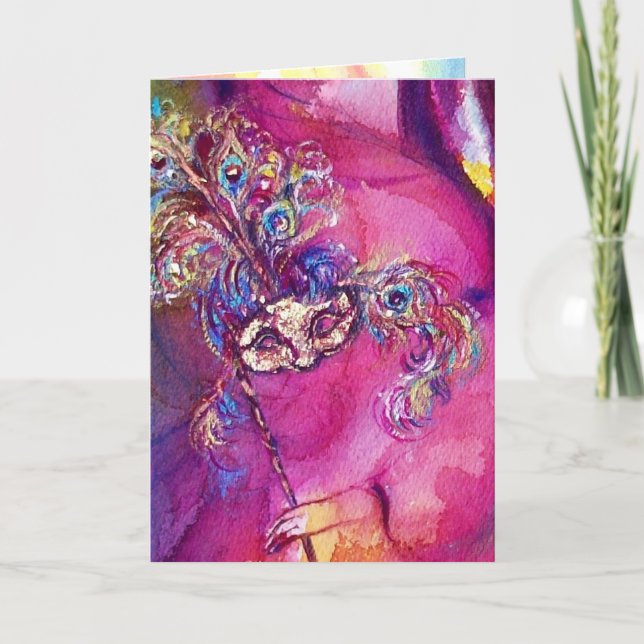 THE THIRD MASK  / VENETIAN MASQUREADE,pink purple Card (Front)