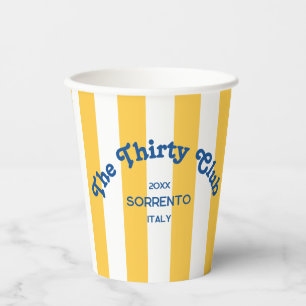 The Thirty Club Yellow Beach Stripe 30th Birthday  Paper Cups