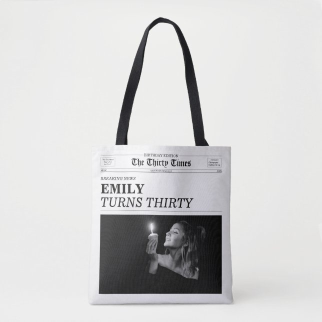 The Thirty Times Newspaper 30th Birthday Party Tote Bag (Front)