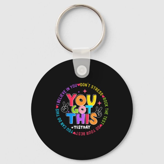 The This Test Day Rock Test Teacher Keychain (Front)