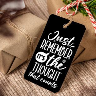 THE THOUGHT THAT COUNTS FUNNY CHRISTMAS BLACK GIFT TAGS