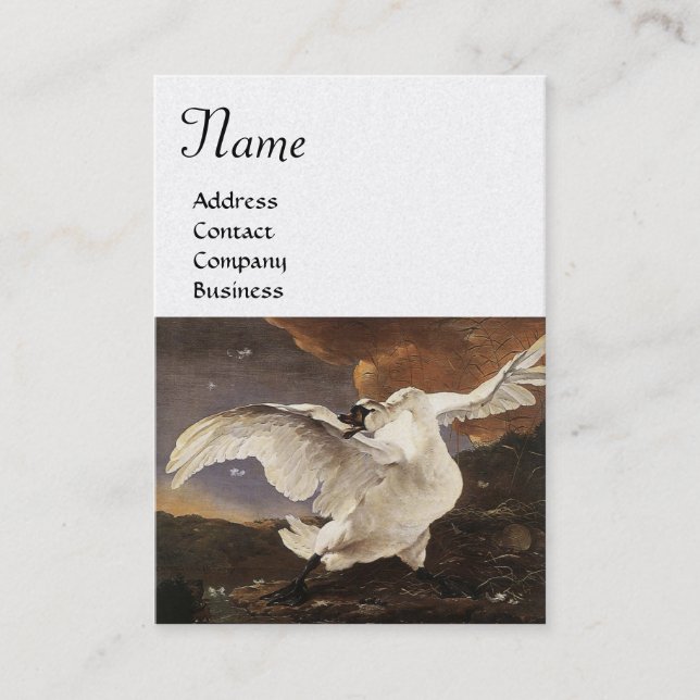 The Threatened Swan Monogram ,White Pearl Paper Business Card (Front)